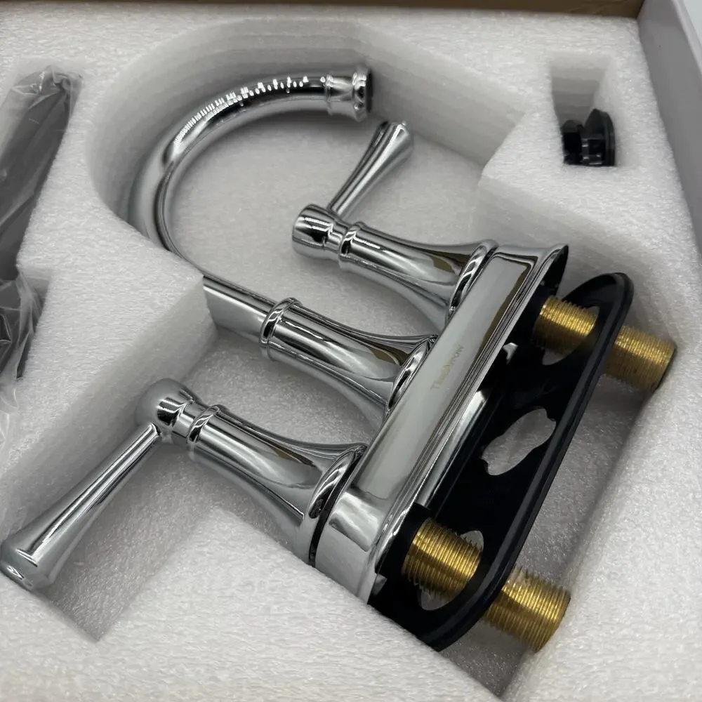 Time Arrow Two Handle Center Set Bathroom Faucet Chrome Polished Finish NIB
